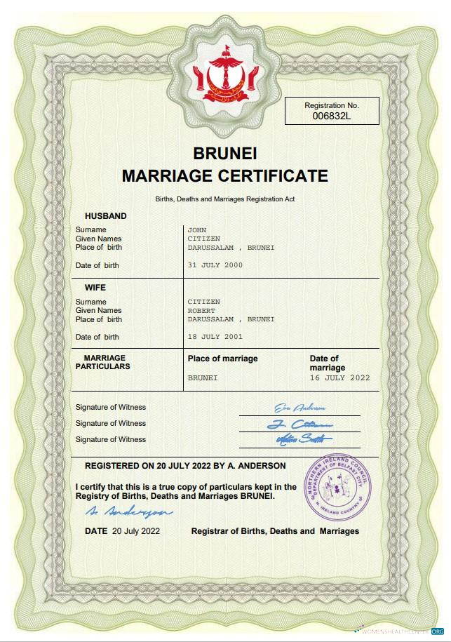 Download Brunei marriage certificate Word and PDF template Photoshop template